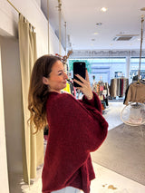 Oversized Strickjacke Weinrot