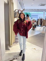 Oversized Strickjacke Weinrot
