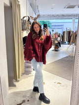 Oversized Strickjacke Weinrot