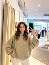 Oversized Strickpullover Taupe