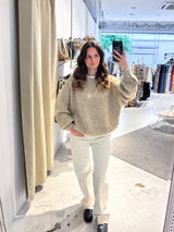 Oversized Strickpullover Taupe