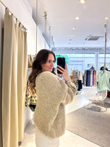 Oversized Strickpullover Taupe