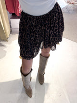 Rüschen Skort mit Leomuster Schwarz