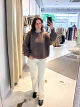 Oversized Strickpullover Hellbraun