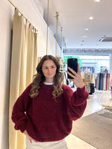 Oversized Strickpullover Weinrot