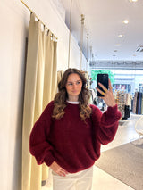 Oversized Strickpullover Weinrot
