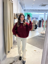 Oversized Strickpullover Weinrot