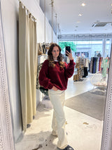 Oversized Strickpullover Weinrot