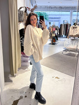 Oversized Strickjacke Beige