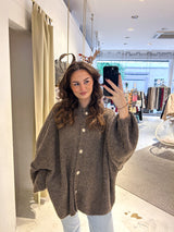 Oversized Strickjacke Hellbraun