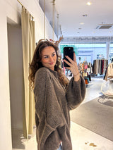 Oversized Strickjacke Hellbraun