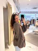 Oversized Strickjacke Hellbraun