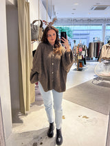 Oversized Strickjacke Hellbraun