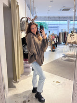 Oversized Strickjacke Hellbraun