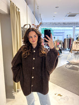 Oversized Strickjacke Dunkelbraun