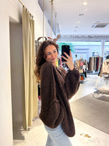 Oversized Strickjacke Dunkelbraun