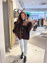 Oversized Strickjacke Dunkelbraun