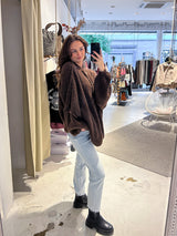 Oversized Strickjacke Dunkelbraun