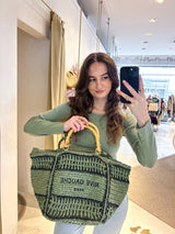 Geflochtener Bast-Shopper Olive