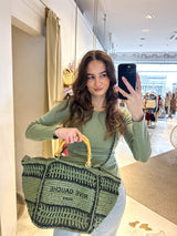 Geflochtener Bast-Shopper Olive