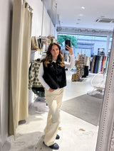 Kurze Teddy Weste mit Knopfleiste Schwarz