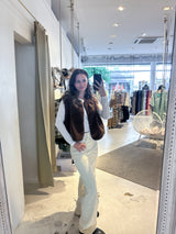 Kurze Teddy Weste mit Knopfleiste Braun