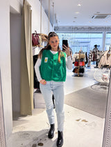 Kurze Teddy Weste mit Knopfleiste und Smiley Grün