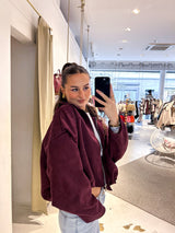 Kunstwildlederjacke Weinrot