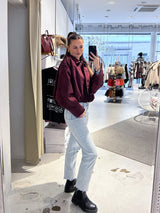 Kunstwildlederjacke Weinrot