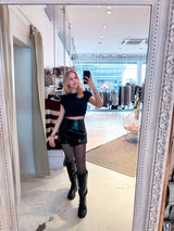 Cropped Basic Rib Tee Schwarz