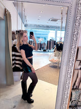 Cropped Basic Rib Tee Schwarz