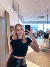 Cropped Basic Rib Tee Schwarz