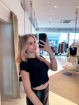 Cropped Basic Rib Tee Schwarz