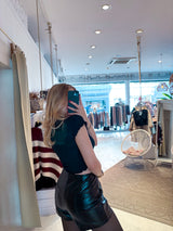 Cropped Basic Rib Tee Schwarz