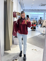 Strickpullover mit farbiger Naht Weinrot