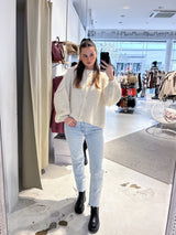 Kurze Oversized Strickjacke Beige