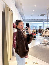 Kurze Oversized Strickjacke Braun