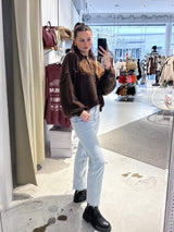 Kurze Oversized Strickjacke Braun