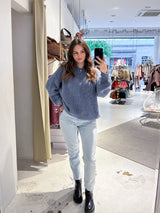 Oversized Strickpullover Taubenblau