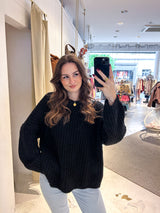 Grober Strickpullover Schwarz