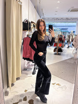 Wide Leg Jeans mit Steinchen Schwarz