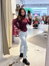 Shirt mit Rollkragen Weinrot