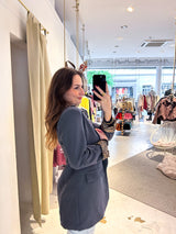 Oversized Blazer mit Leomuster Grau