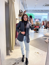 Oversized Blazer mit Leomuster Grau