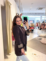 Oversized Blazer mit Leomuster Braun