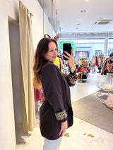 Oversized Blazer mit Leomuster Braun