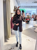 Oversized Blazer mit Leomuster Braun