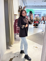 Oversized Blazer mit Leomuster Braun