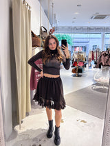 Kurzer Rock mit Rüschen Braun