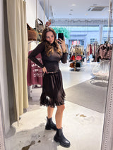 Kurzer Rock mit Rüschen Braun